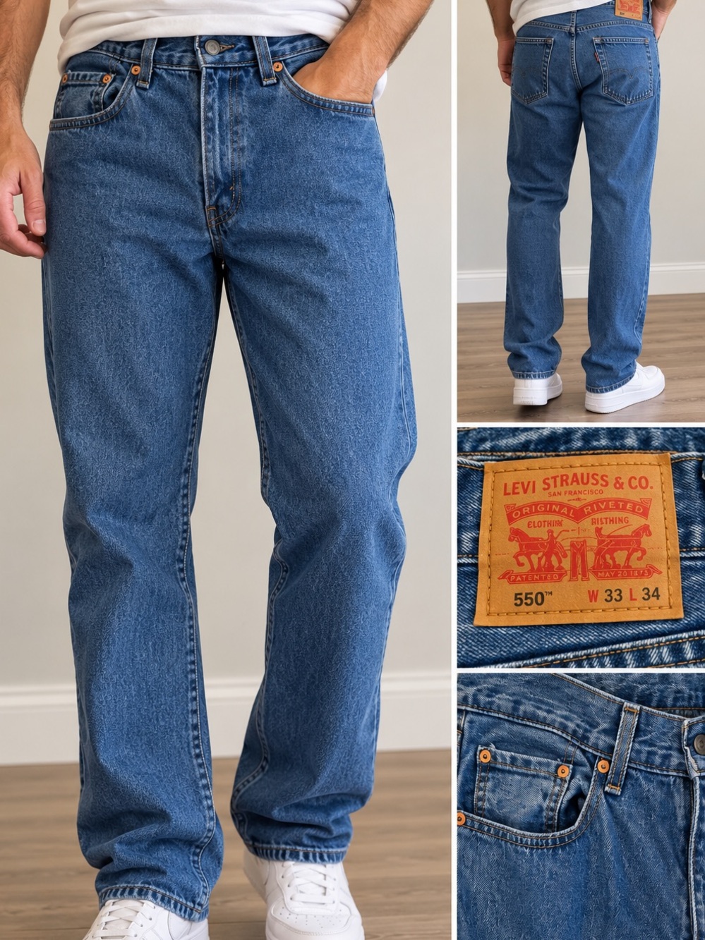Levi’s 550 Relaxed Fit Men’s Jeans 33x34 Medium Wash Straight Leg Denim